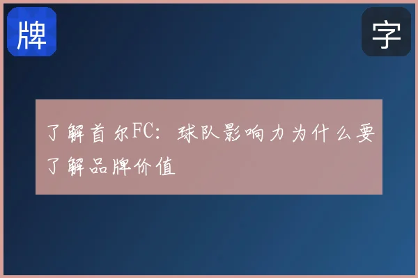 了解首尔FC：球队影响力为什么要了解品牌价值